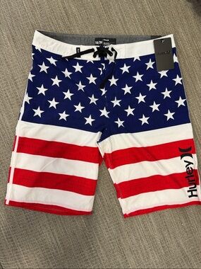 Hurley Boys American Flag Board Shorts in Blue, White & Red